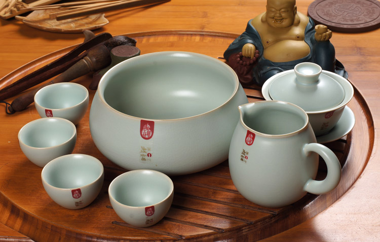 成艺 汝窑神韵茶洗 汝瓷功夫茶具配件 茶具(月白)