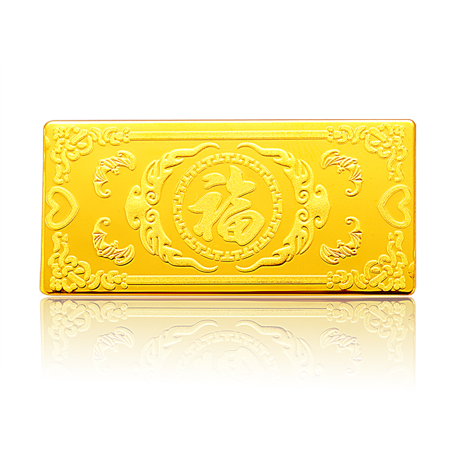 钻石快线金红包百福图千足黄金2克金条福字千足金