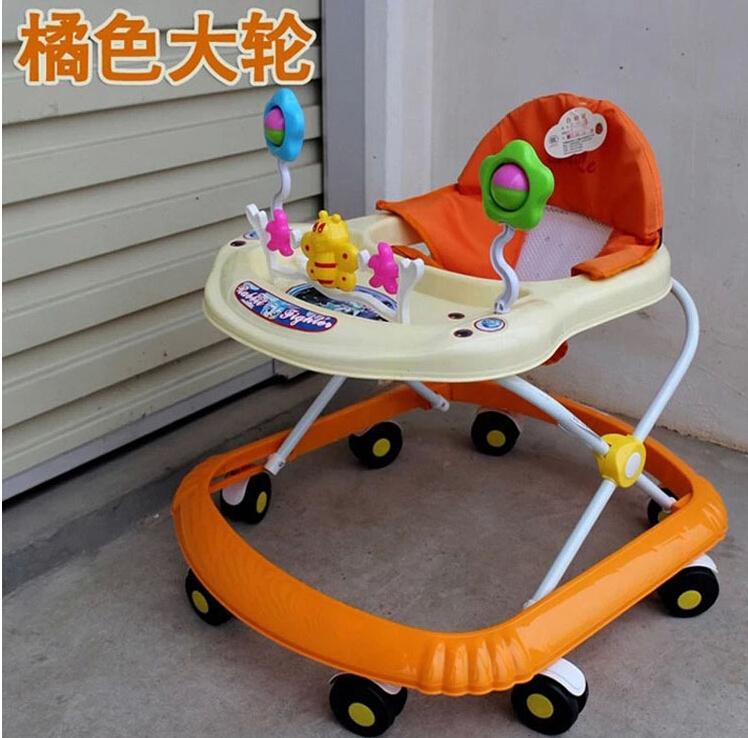 婴儿学步车宝宝走路车小孩子助步车防侧翻单音乐及玩具三档调节座垫可
