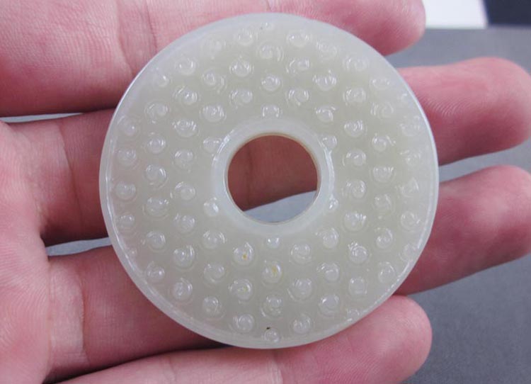 缘生记 天然和田青白玉仿古玉璧 怀古谷纹玉璧 可做挂件 手把件 收藏