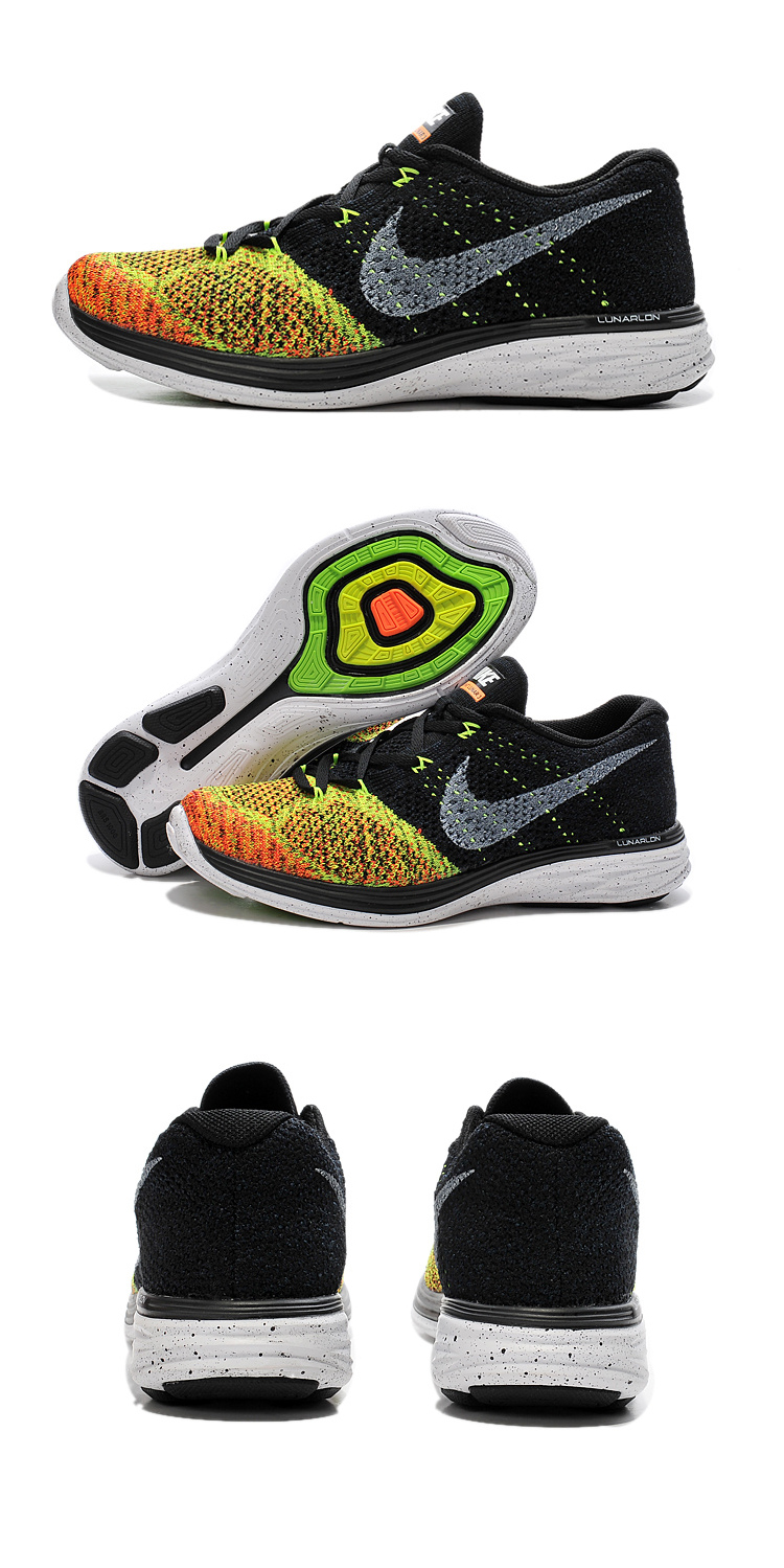 耐克2015nike flyknit lunar 3 登月飞线技术超轻跑步鞋(黑灰月)