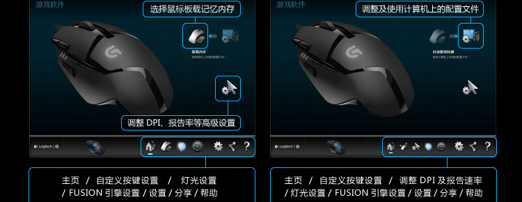 logitech/羅技 g402 高速追蹤遊戲鼠標 8個可編檔g鍵 4檔dpi無縫切換